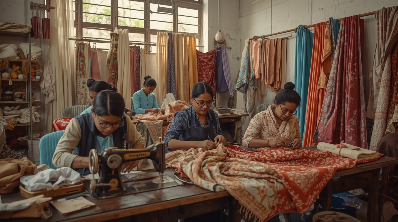 Ons atelier waar gordijnen met zorg worden gemaakt